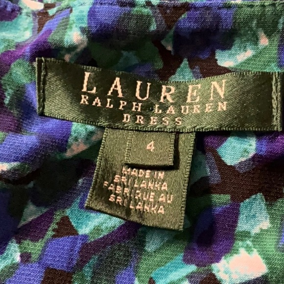Ralph Lauren LRL Womens Blue Green Print Cap Sleeve Dress V Neck‎ size 4 - Picture 5 of 16